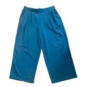 Garnet Hill Wide Leg Comfort Trousers Teal